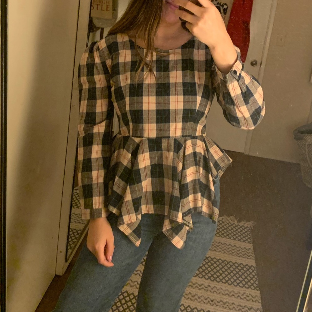 Yoko plaid peplum top